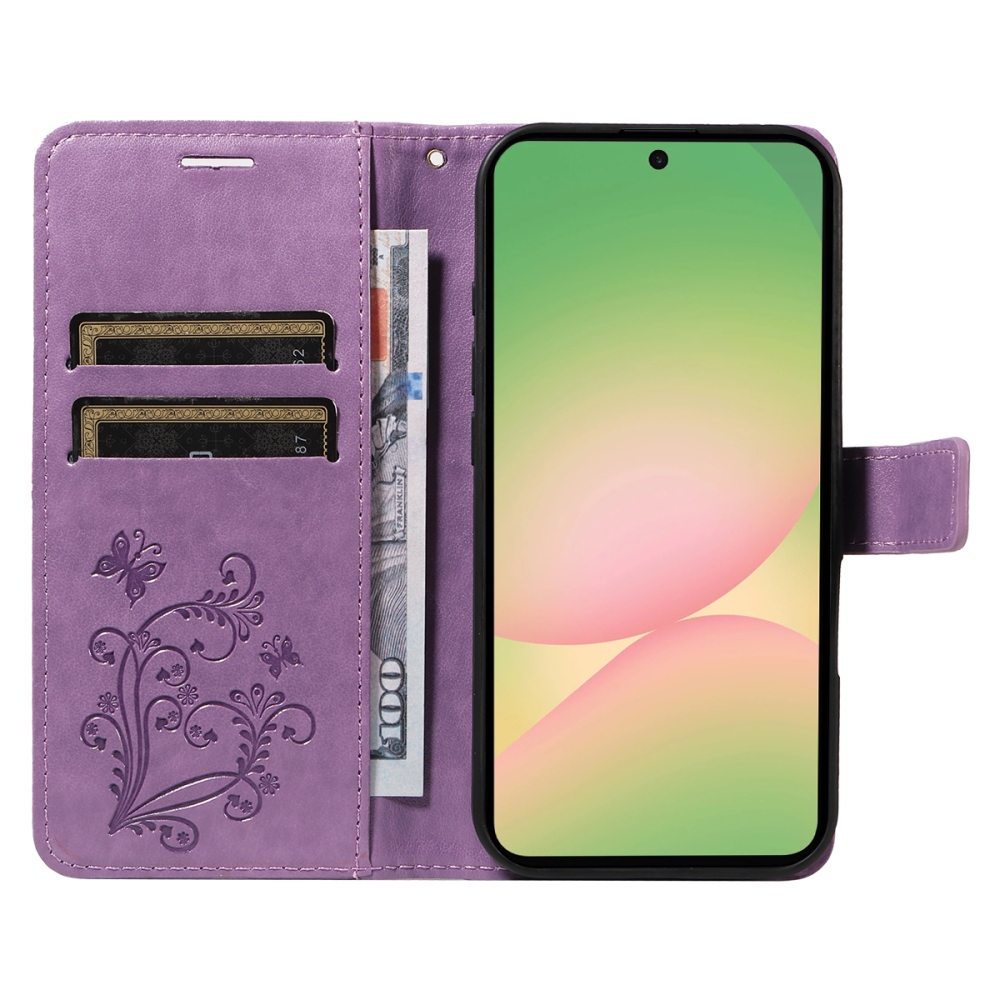 Big Butterfly knížkové pouzdro na Samsung Galaxy A57 5G - fialové