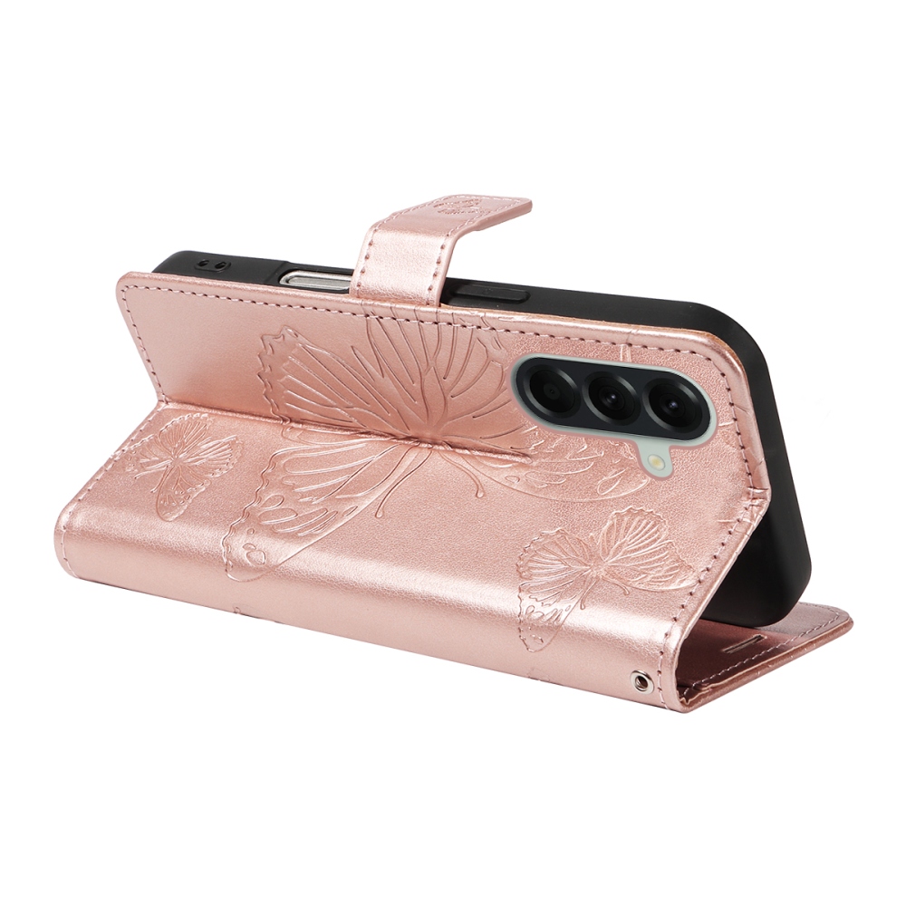 Big Butterfly knížkové pouzdro na Samsung Galaxy A57 5G - růžovozlaté
