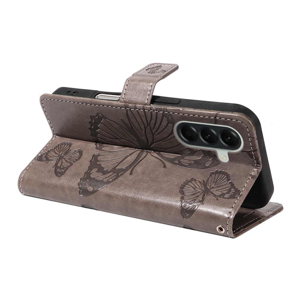 Big Butterfly knížkové pouzdro na Samsung Galaxy A57 5G - šedé