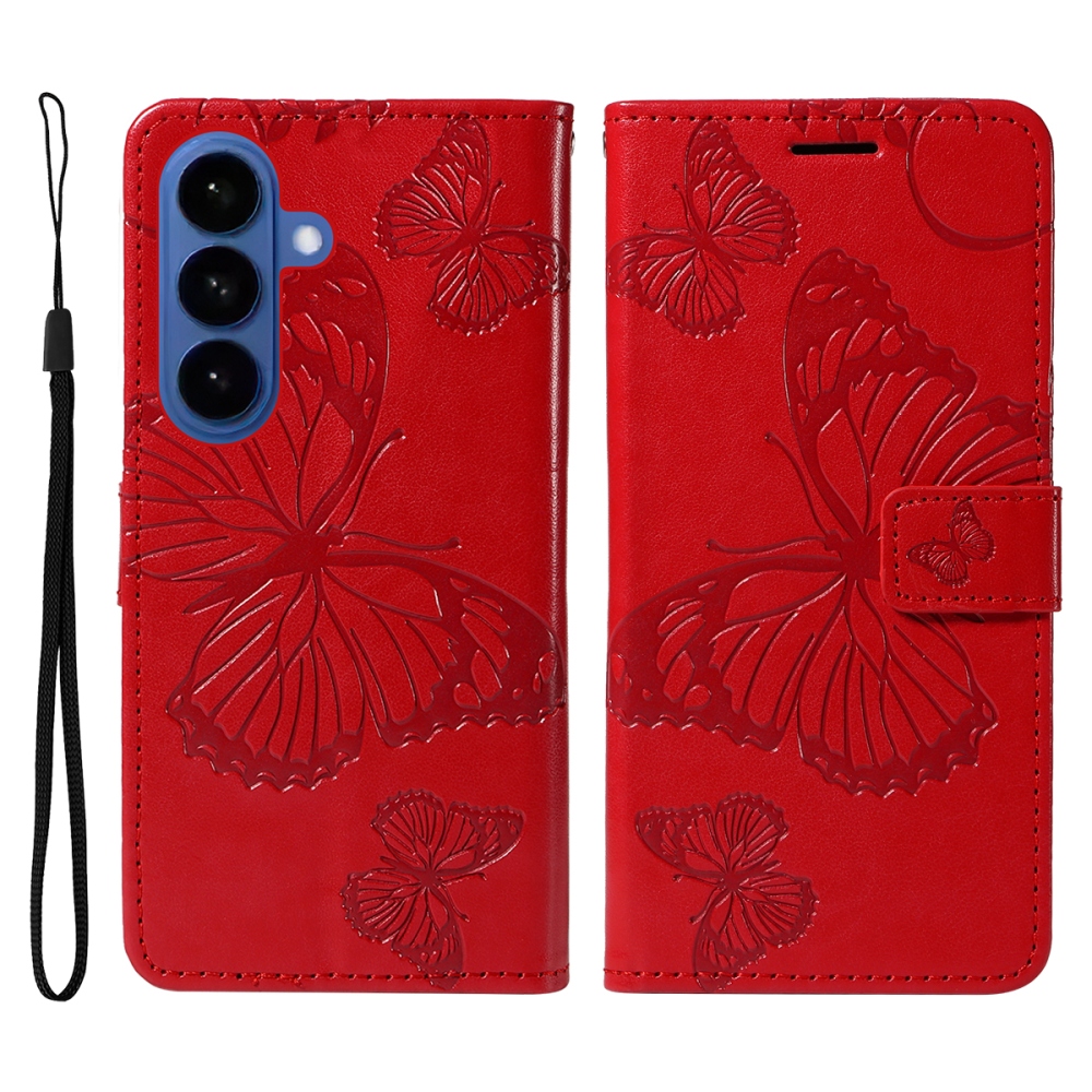 Big Butterfly knížkové pouzdro na Samsung Galaxy S26/S26 Pro - červené