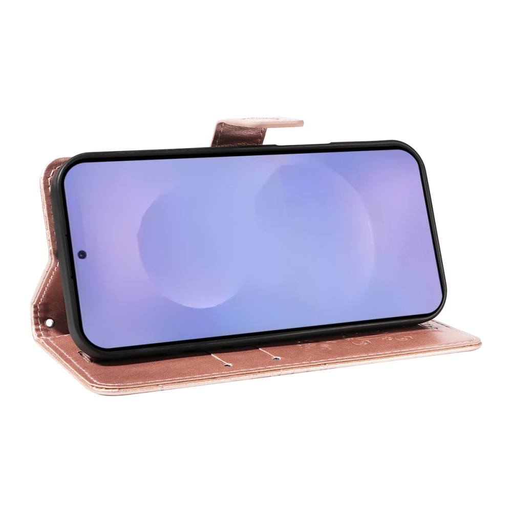 Big Butterfly knížkové pouzdro na Samsung Galaxy S26/S26 Pro - růžovozlaté