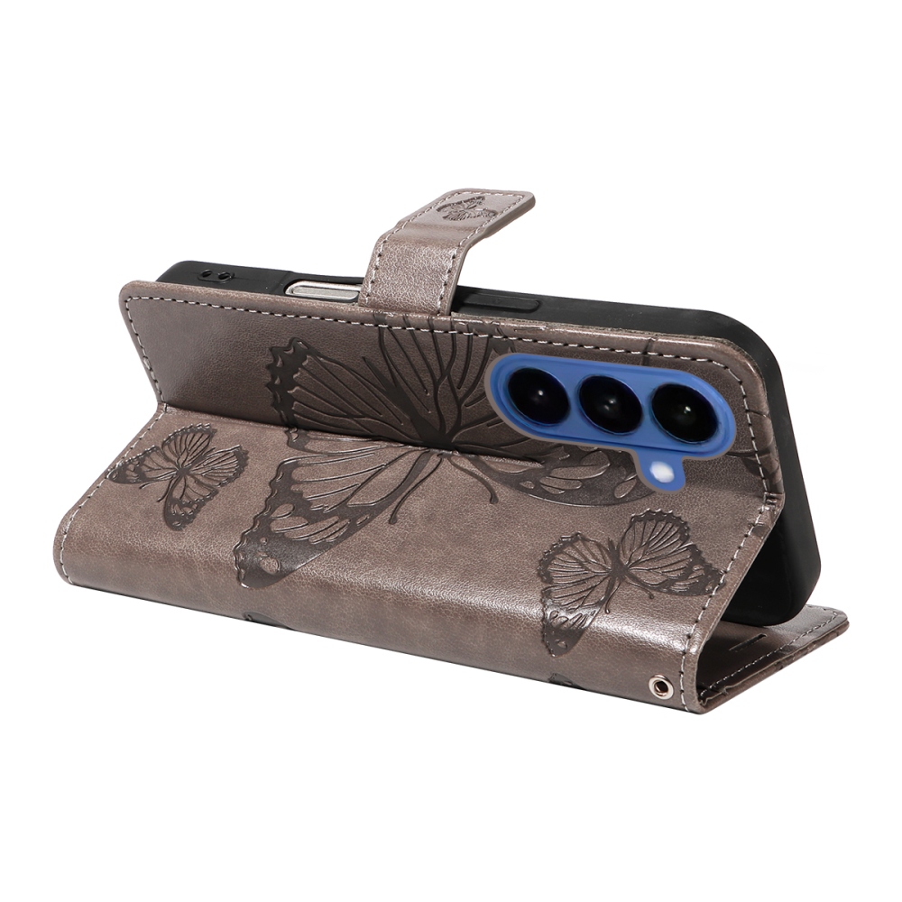 Big Butterfly knížkové pouzdro na Samsung Galaxy S26+ - šedé