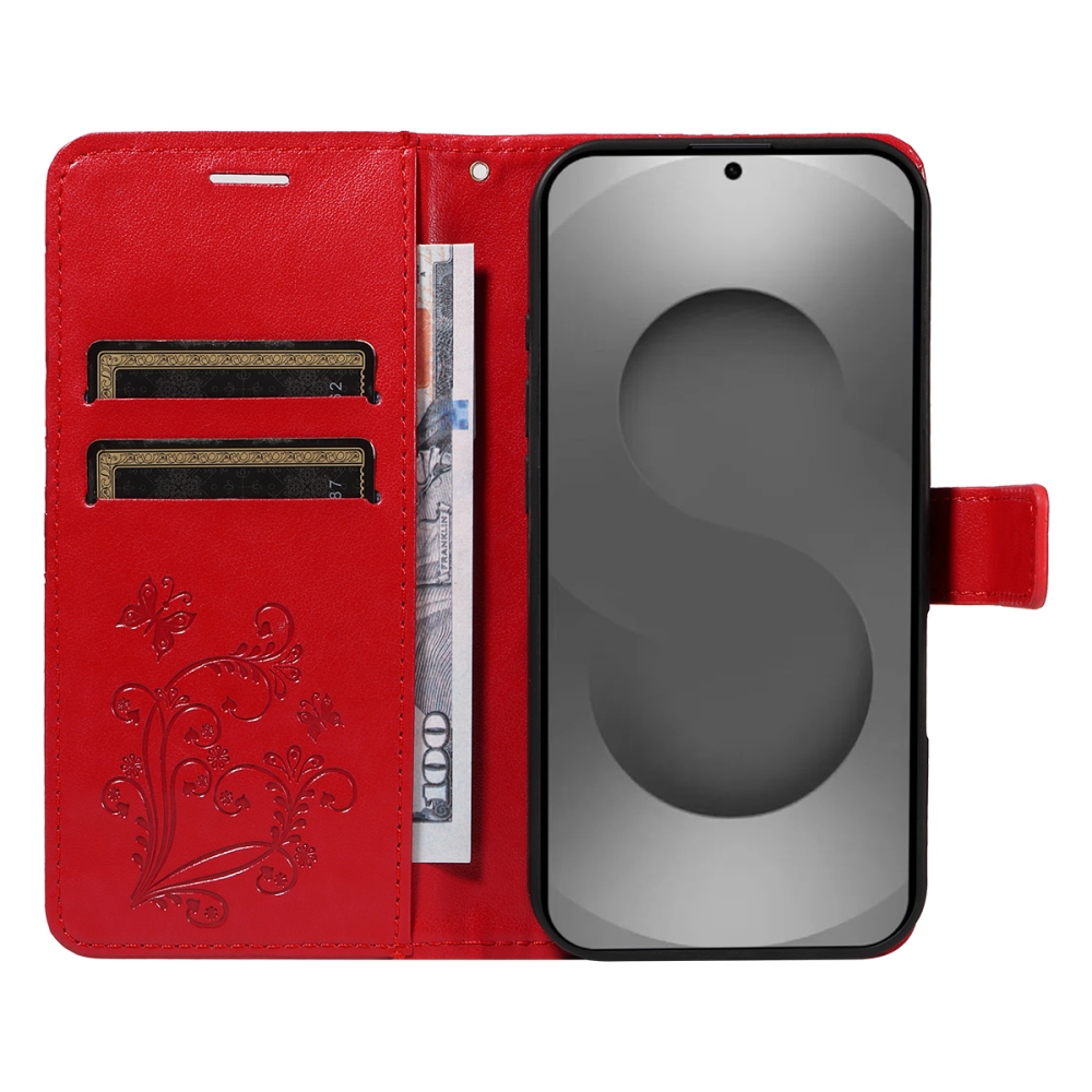 Big Butterfly knížkové pouzdro na Samsung Galaxy S26 Ultra - červené