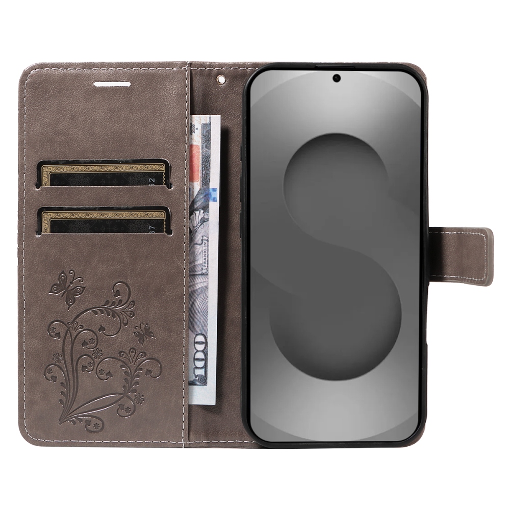 Big Butterfly knížkové pouzdro na Samsung Galaxy S26 Ultra - šedé