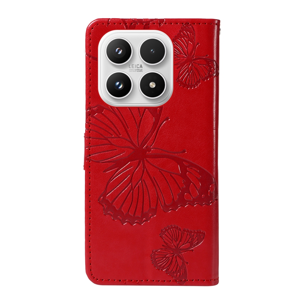 Big Butterfly knížkové pouzdro na Xiaomi 17 - červené