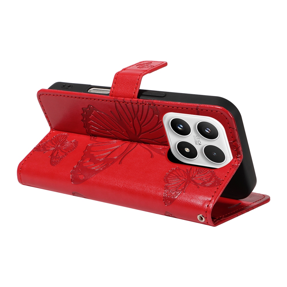 Big Butterfly knížkové pouzdro na Xiaomi 17 - červené