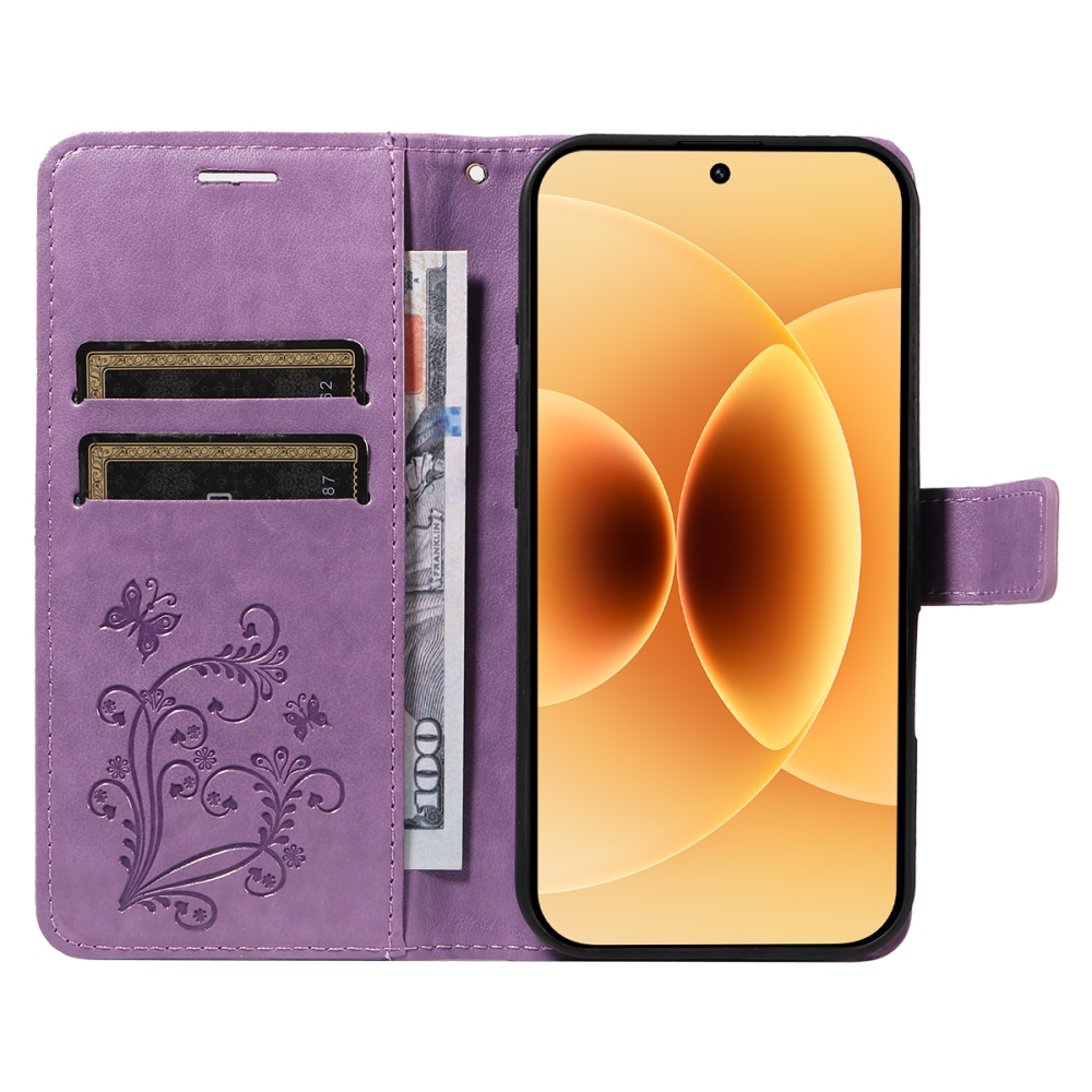 Big Butterfly knížkové pouzdro na Xiaomi 17 - fialové