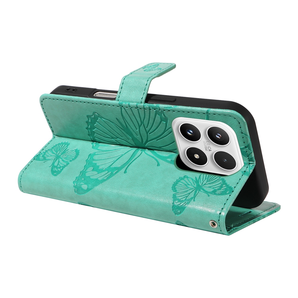 Big Butterfly knížkové pouzdro na Xiaomi 17 - modrozelené