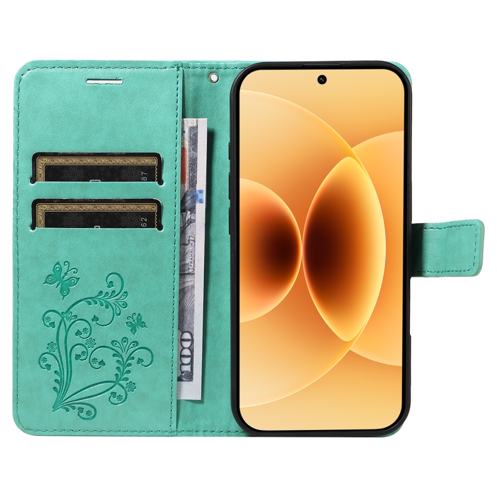 Big Butterfly knížkové pouzdro na Xiaomi 17 - modrozelené