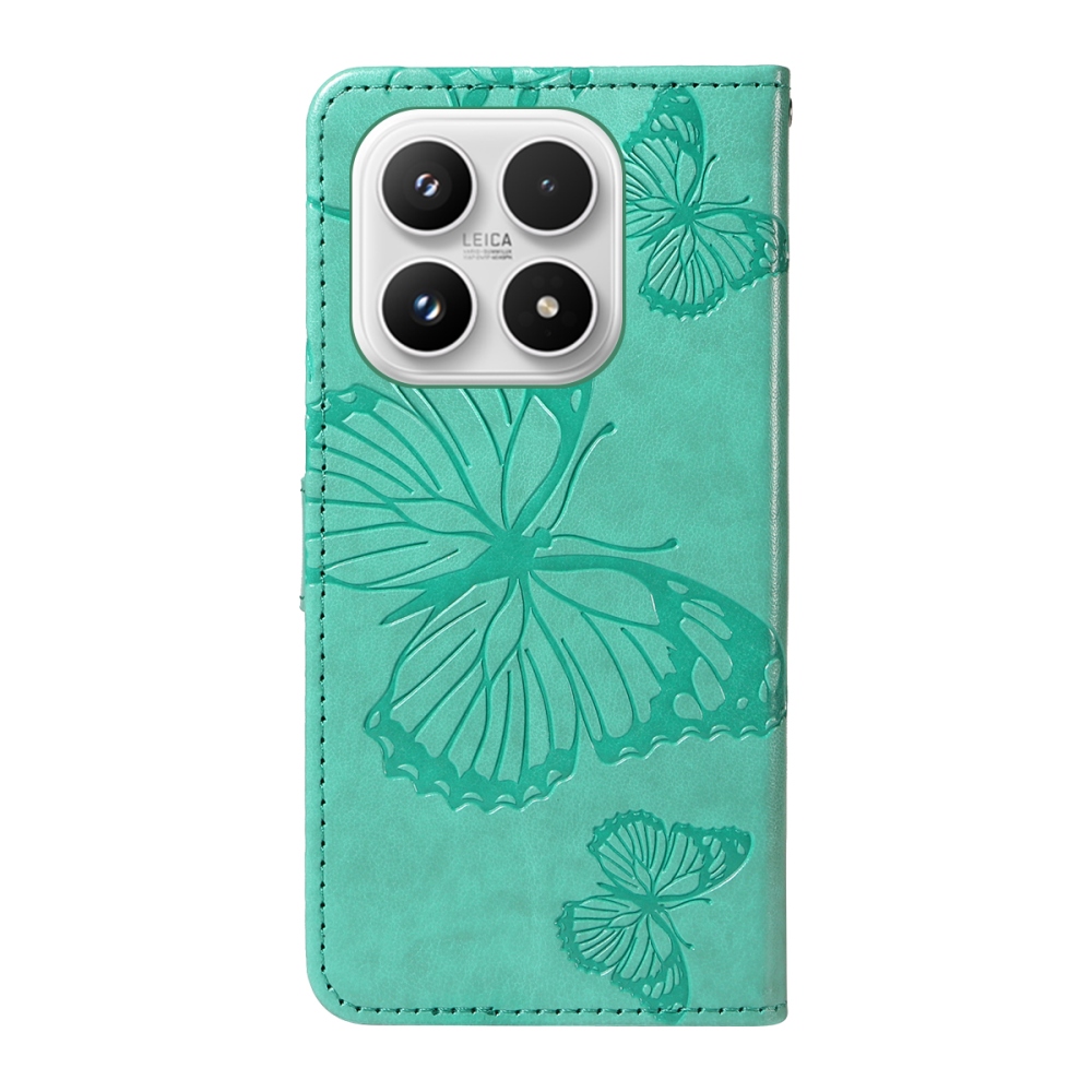 Big Butterfly knížkové pouzdro na Xiaomi 17 - modrozelené