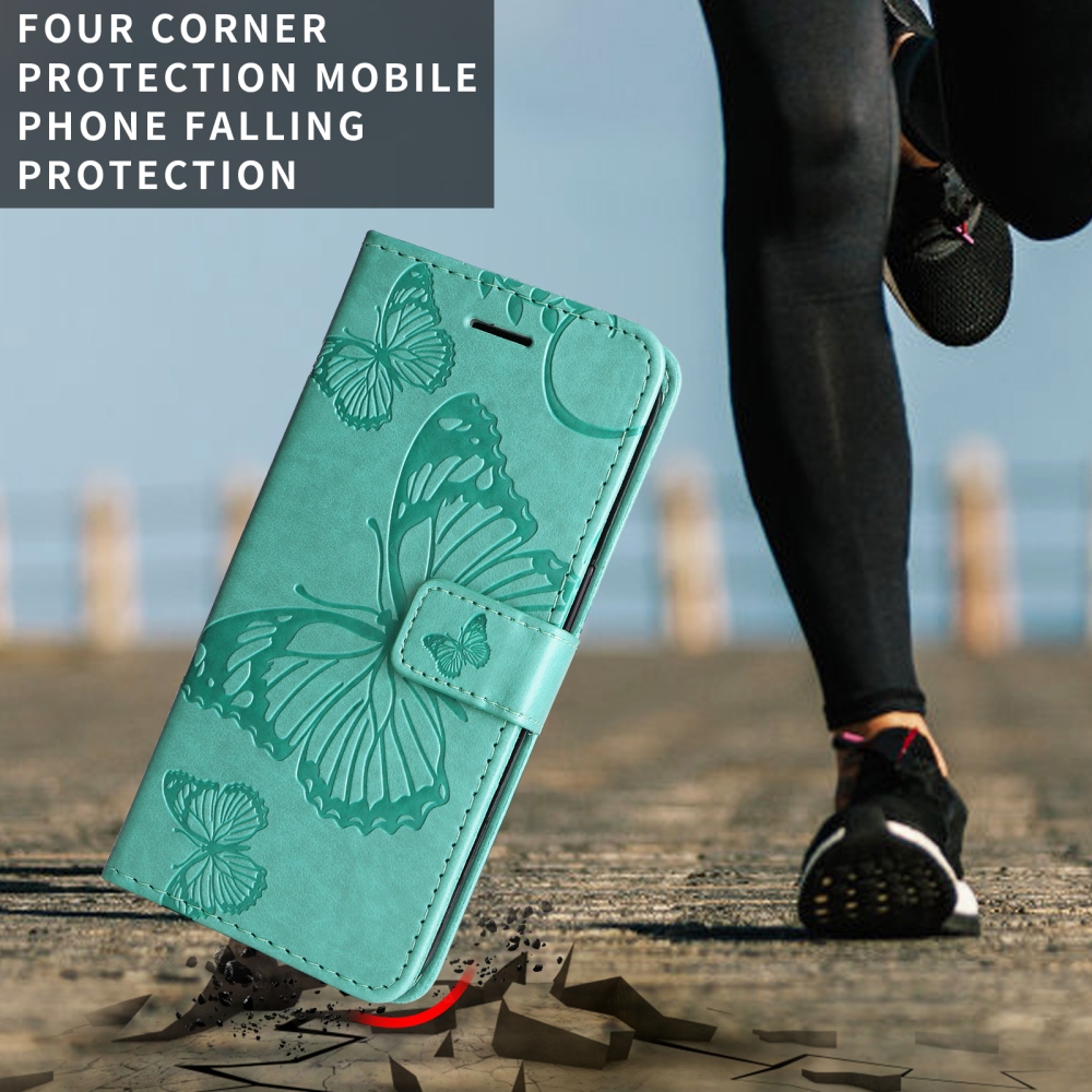 Big Butterfly knížkové pouzdro na Xiaomi 17 - modrozelené