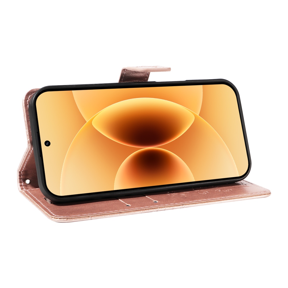 Big Butterfly knížkové pouzdro na Xiaomi 17 - růžovozlaté