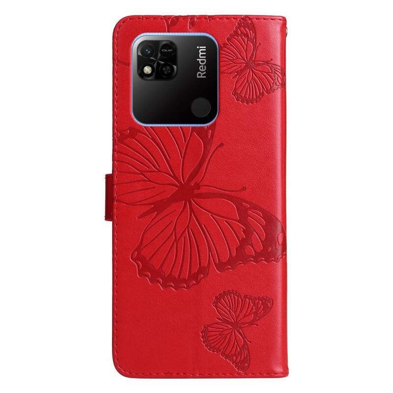 Big Butterfly knížkové pouzdro na Xiaomi Redmi 10A - červené