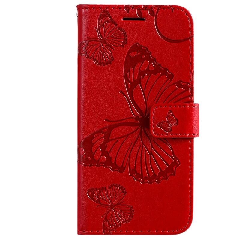 Big Butterfly knížkové pouzdro na Xiaomi Redmi 10A - červené