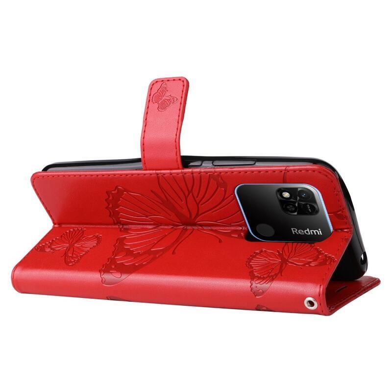 Big Butterfly knížkové pouzdro na Xiaomi Redmi 10A - červené