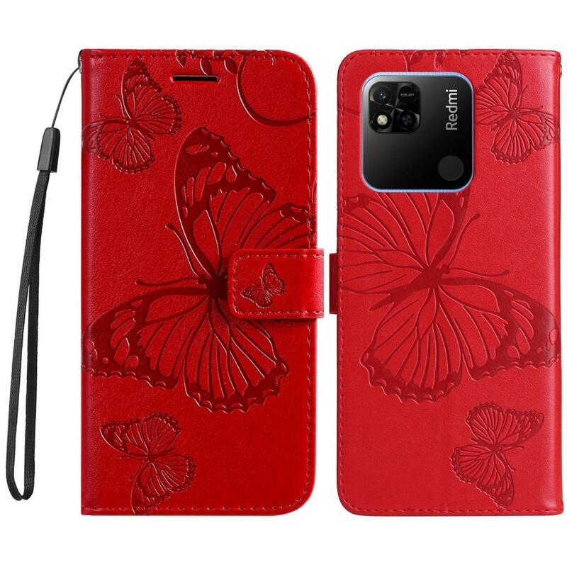 Big Butterfly knížkové pouzdro na Xiaomi Redmi 10A - červené