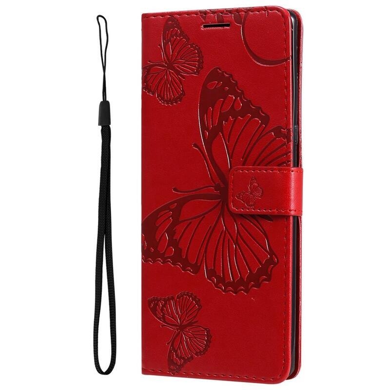 Big Butterfly knížkové pouzdro na Xiaomi Redmi 10A - červené