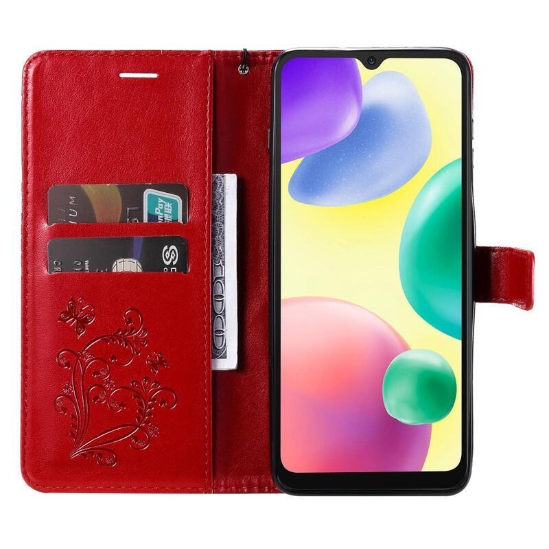 Big Butterfly knížkové pouzdro na Xiaomi Redmi 10A - červené