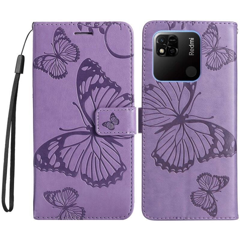 Big Butterfly knížkové pouzdro na Xiaomi Redmi 10A - fialové