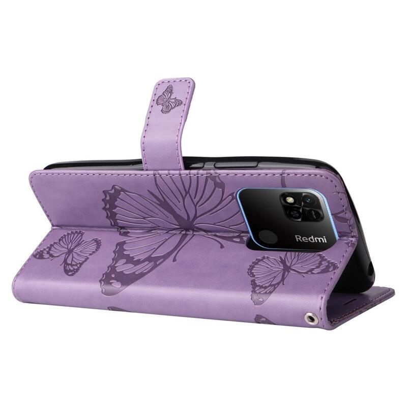 Big Butterfly knížkové pouzdro na Xiaomi Redmi 10A - fialové