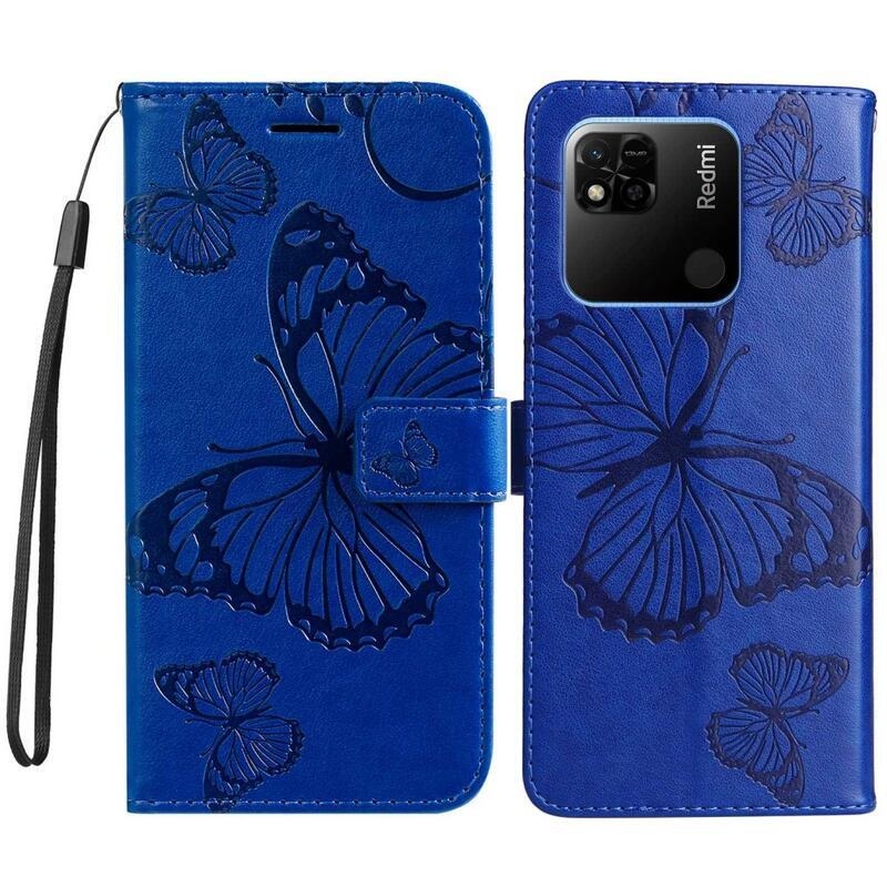 Big Butterfly knížkové pouzdro na Xiaomi Redmi 10A - modré