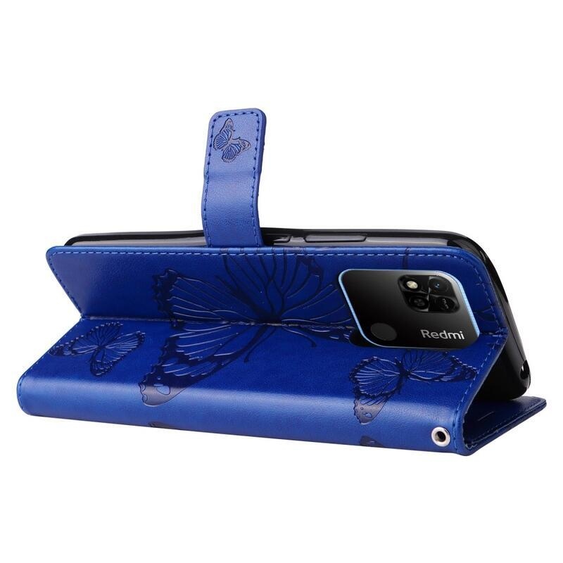 Big Butterfly knížkové pouzdro na Xiaomi Redmi 10A - modré