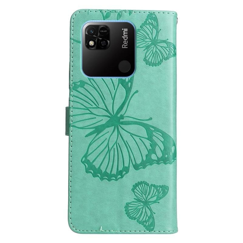 Big Butterfly knížkové pouzdro na Xiaomi Redmi 10A - modrozelené