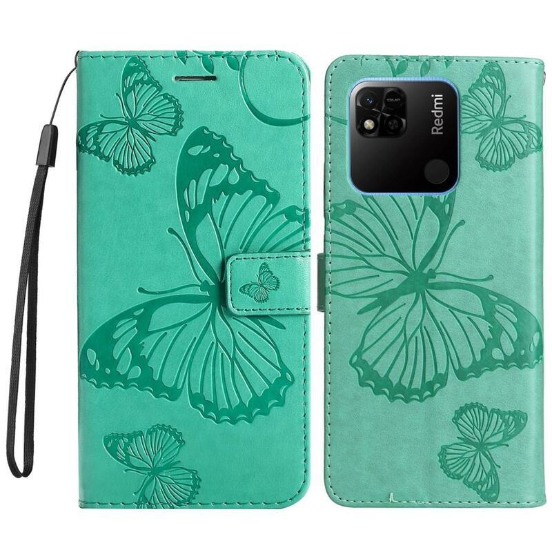 Big Butterfly knížkové pouzdro na Xiaomi Redmi 10A - modrozelené