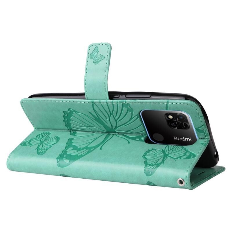 Big Butterfly knížkové pouzdro na Xiaomi Redmi 10A - modrozelené