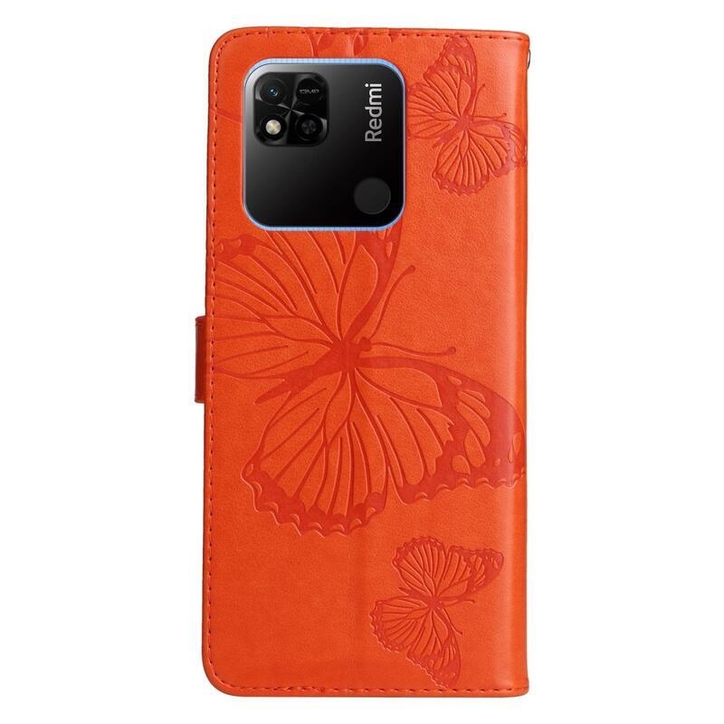 Big Butterfly knížkové pouzdro na Xiaomi Redmi 10A - oranžové