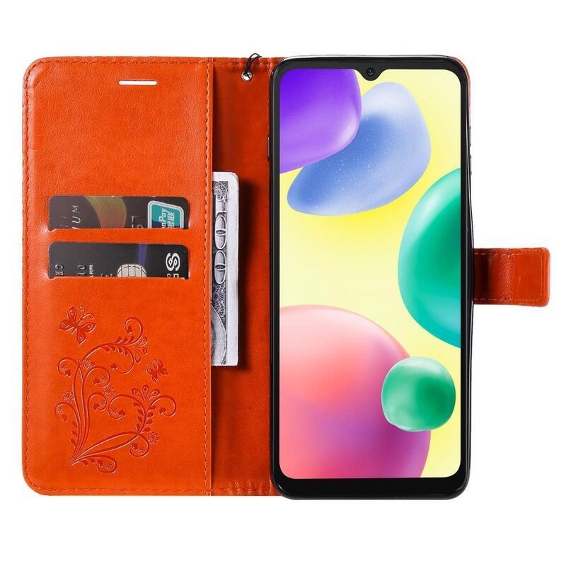 Big Butterfly knížkové pouzdro na Xiaomi Redmi 10A - oranžové