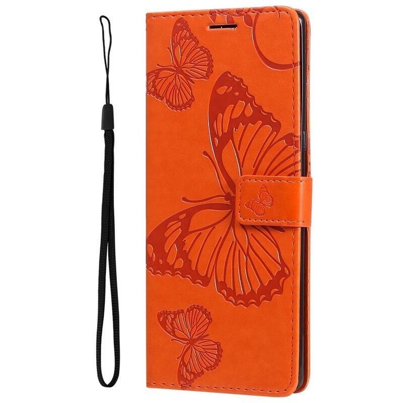 Big Butterfly knížkové pouzdro na Xiaomi Redmi 10A - oranžové