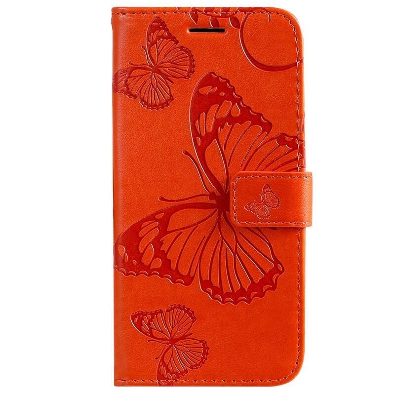 Big Butterfly knížkové pouzdro na Xiaomi Redmi 10A - oranžové