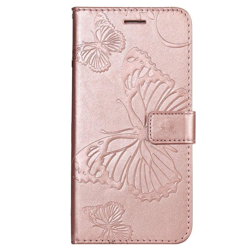 Big Butterfly knížkové pouzdro na Xiaomi Redmi 10A - růžovozlaté