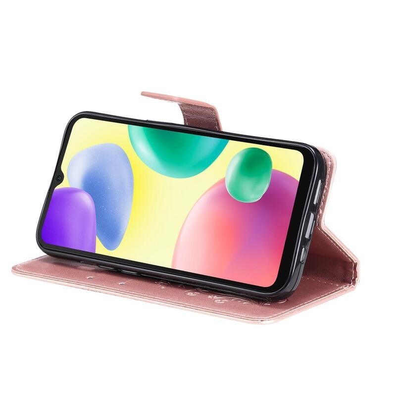 Big Butterfly knížkové pouzdro na Xiaomi Redmi 10A - růžovozlaté