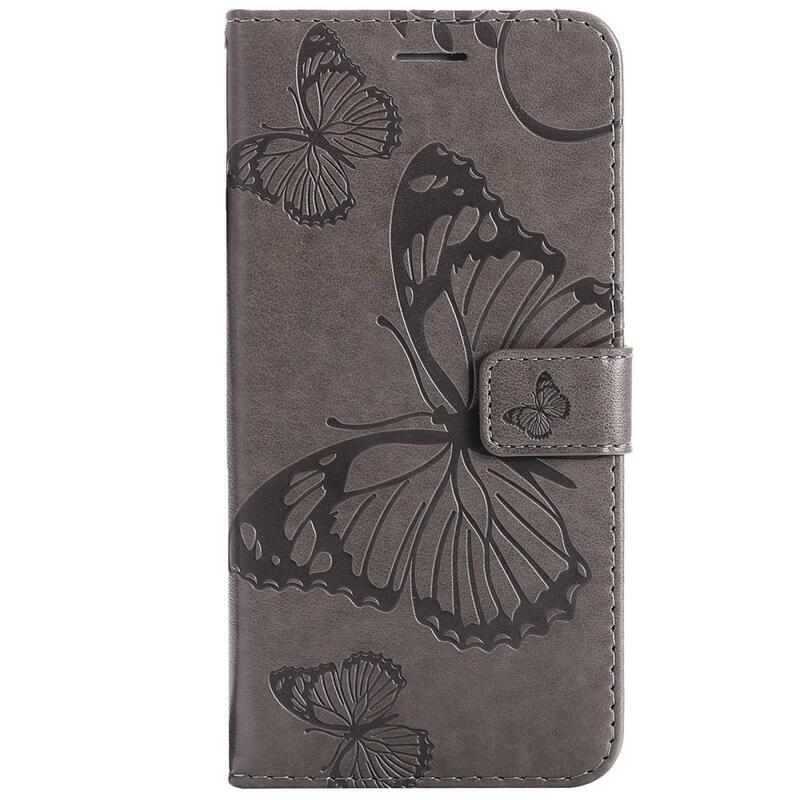 Big Butterfly knížkové pouzdro na Xiaomi Redmi 10A - šedé