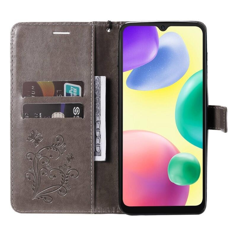 Big Butterfly knížkové pouzdro na Xiaomi Redmi 10A - šedé