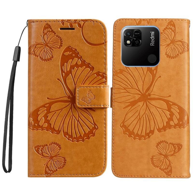 Big Butterfly knížkové pouzdro na Xiaomi Redmi 10A - žluté