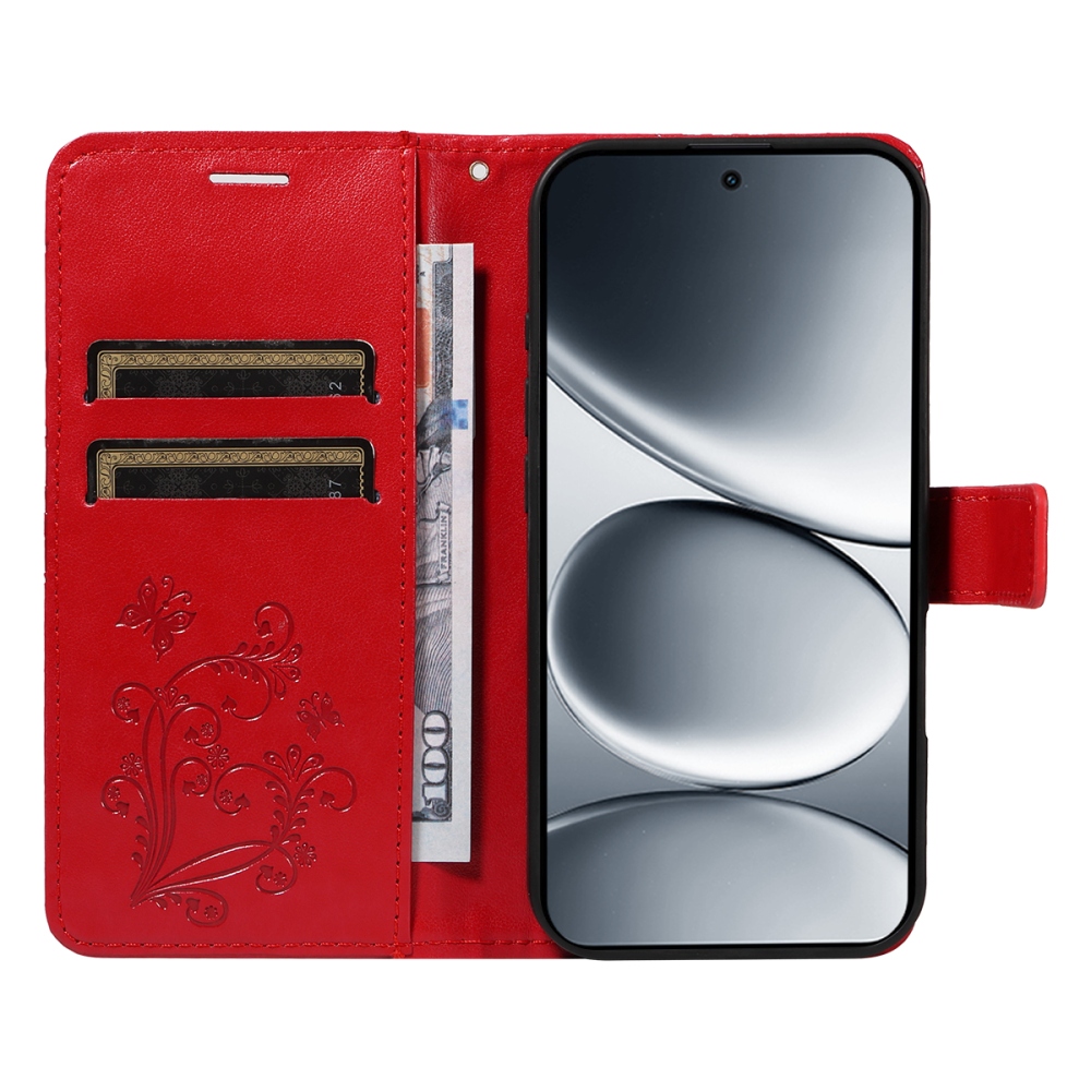 Big Butterfly knížkové pouzdro na Xiaomi Redmi Note 15 Pro 5G - červené