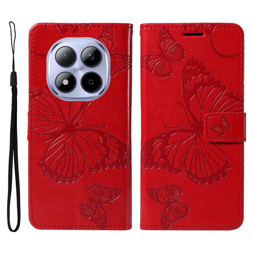 Big Butterfly knížkové pouzdro na Xiaomi Redmi Note 15 Pro 5G - červené