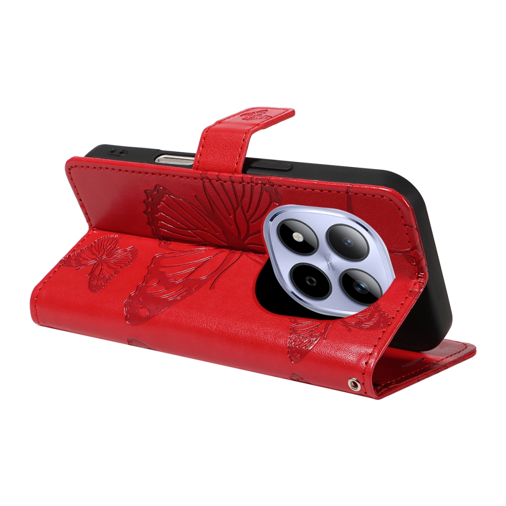 Big Butterfly knížkové pouzdro na Xiaomi Redmi Note 15 Pro 5G - červené