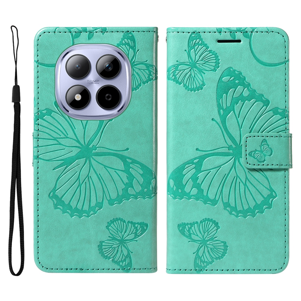 Big Butterfly knížkové pouzdro na Xiaomi Redmi Note 15 Pro 5G - modrozelené