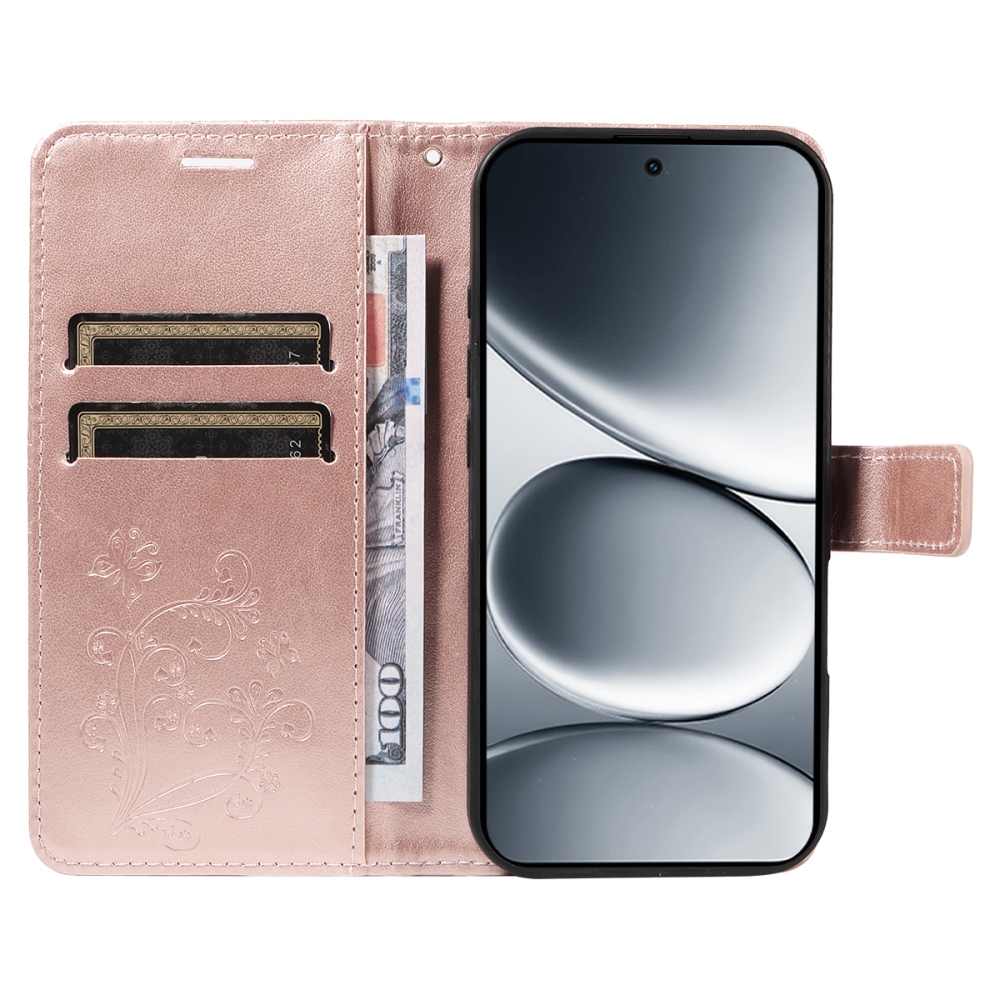 Big Butterfly knížkové pouzdro na Xiaomi Redmi Note 15 Pro 5G - růžovozlaté