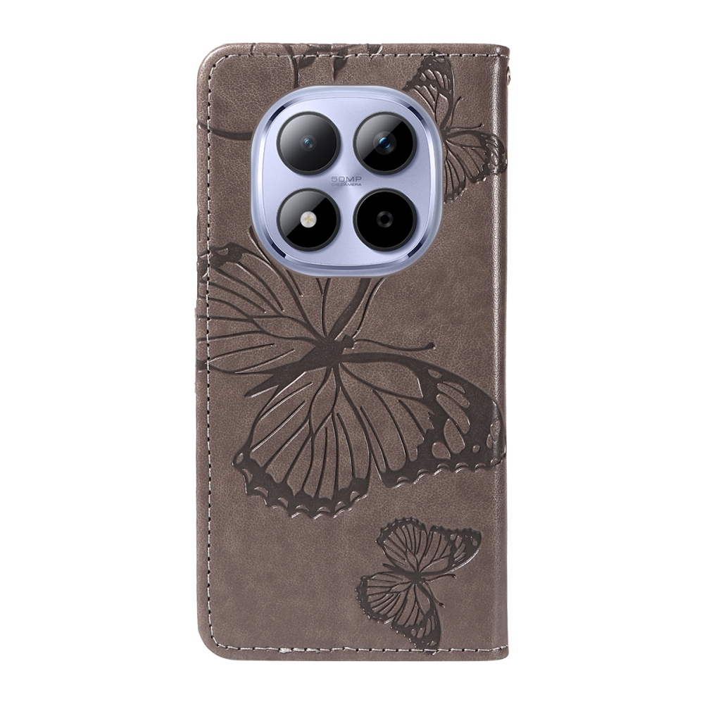 Big Butterfly knížkové pouzdro na Xiaomi Redmi Note 15 Pro 5G - šedé