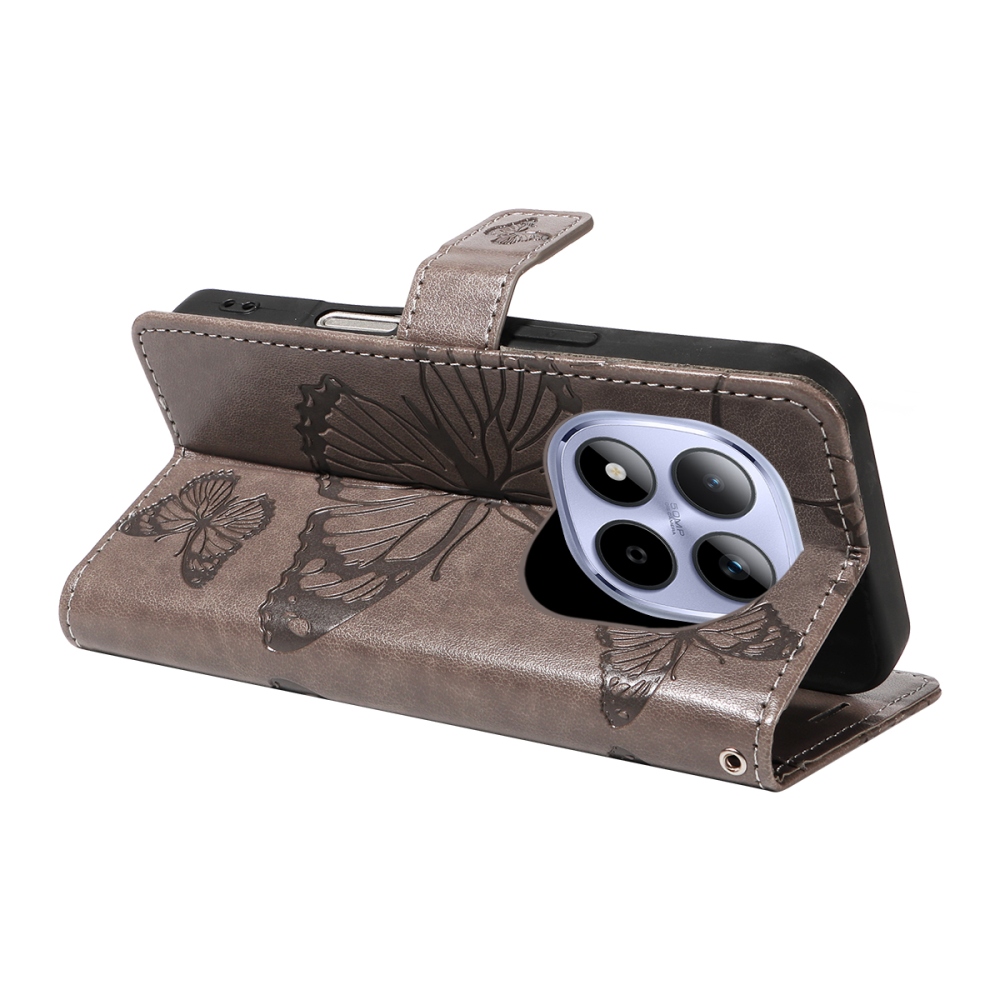 Big Butterfly knížkové pouzdro na Xiaomi Redmi Note 15 Pro 5G - šedé