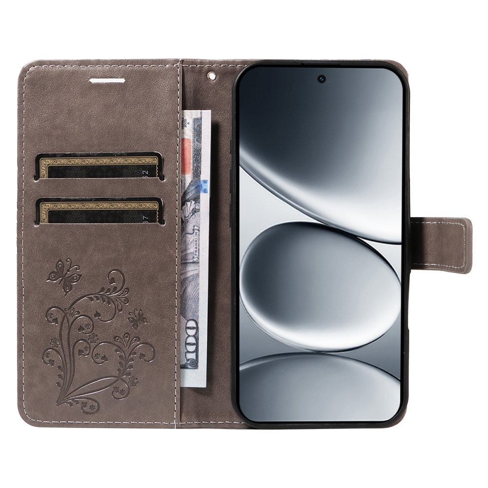 Big Butterfly knížkové pouzdro na Xiaomi Redmi Note 15 Pro 5G - šedé