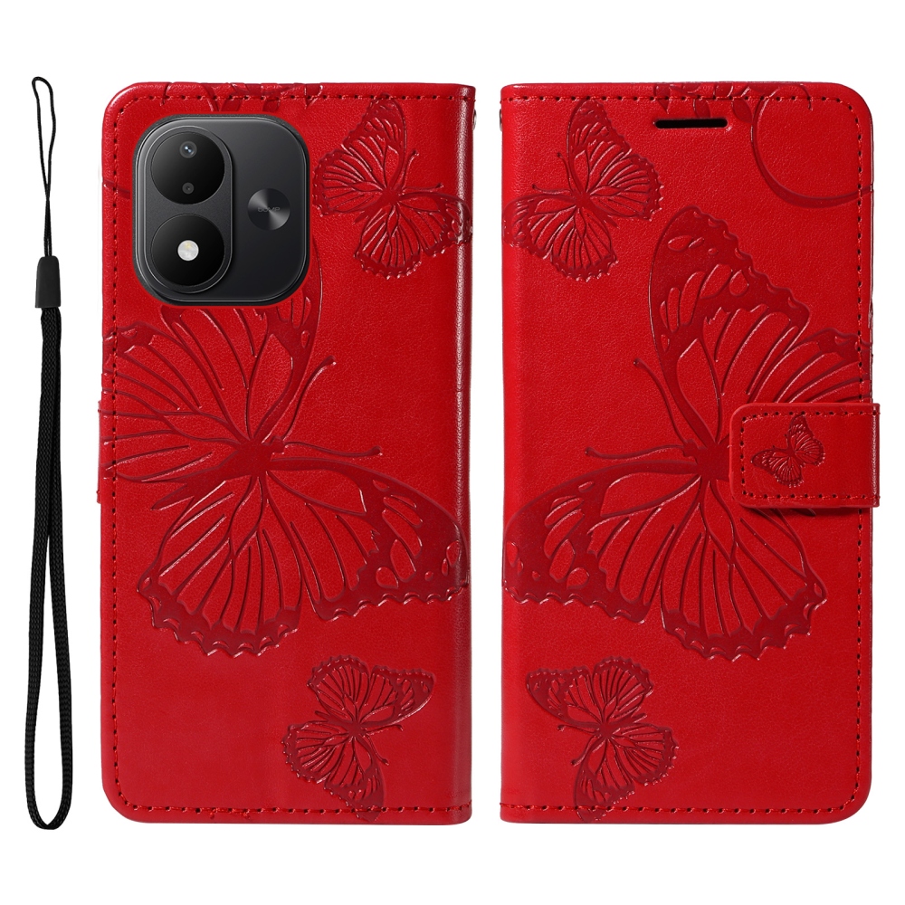 Big Butterfly knížkové pouzdro na Xiaomi Redmi Note 17 4G/5G - červené