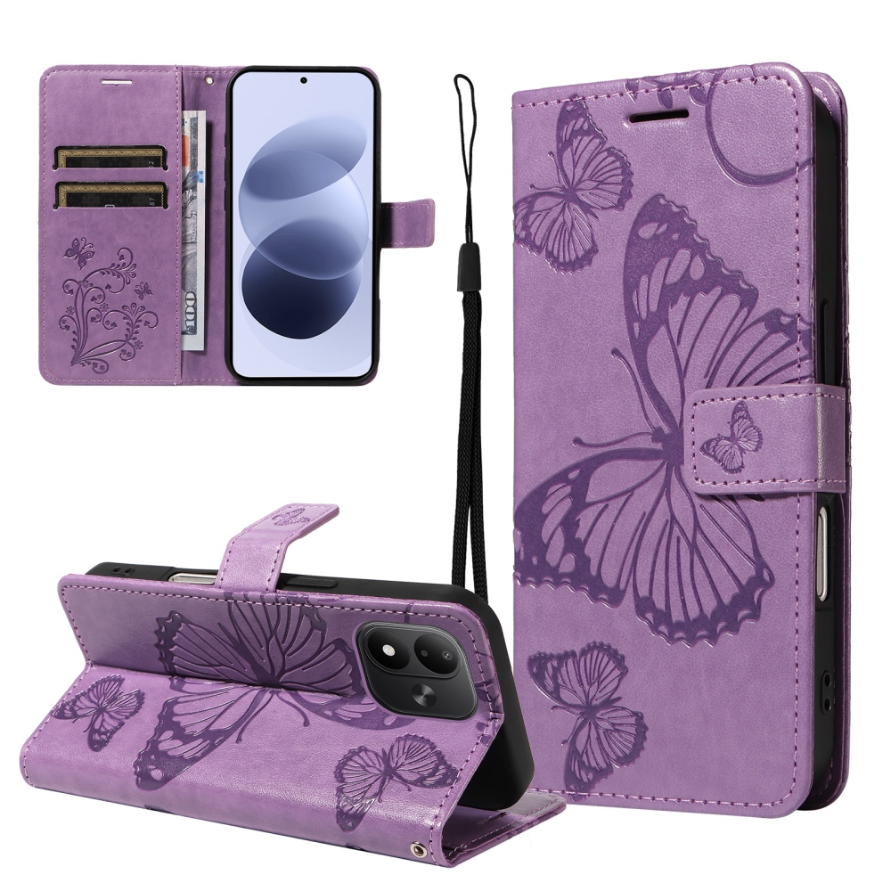 Big Butterfly knížkové pouzdro na Xiaomi Redmi Note 17 4G/5G - fialové