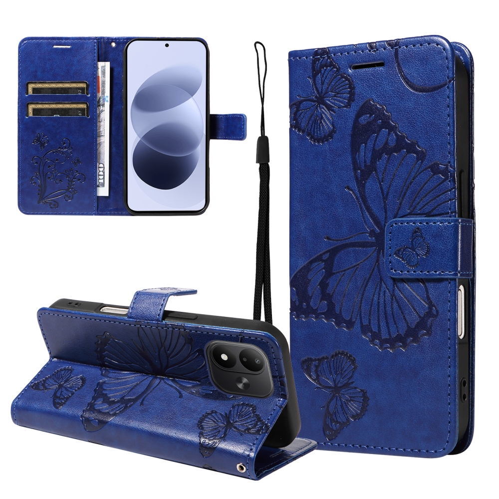 Big Butterfly knížkové pouzdro na Xiaomi Redmi Note 17 4G/5G - modré