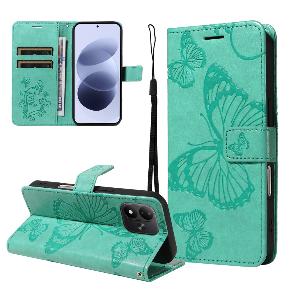 Big Butterfly knížkové pouzdro na Xiaomi Redmi Note 17 4G/5G - modrozelené